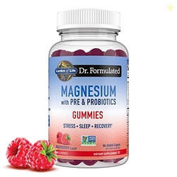 Garden of Life Magnesium Citrate Supplement Gummies with Prebiotics & Probiotics for Stress, Sleep & Recovery - Vegan, Gluten Free, Kosher, Non-GMO, No Added Sugars, Raspberry Flavor, 60 Count