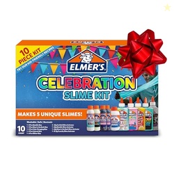 Elmer's Celebration Slime Kit, Complete Slime Supplies with Assorted Magical Liquid Slime Activators and Assorted Liquid Glues, 10 Count - Perfect for Parties, Gift, Activity Time