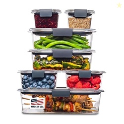 Rubbermaid Brilliance Food Storage Containers, 14 Piece Plastic Containers with Lids, BPA-Free, Leak Proof, Clear