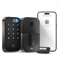 Yale Security Assure Lock 2 Touch Deadbolt, Black Suede Keyed Smart Entry Door Lock with Wi-Fi Connected Keypad and Fingerprint Scanner for Code Entry and Remote Access, YRD410-F-WF1-BSP