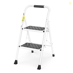 HBTower 2 Step Ladder,2 Step Stool for Adults Folding Step Stool with Cushioned Handle with Wide Anti-Slip Pedal Ergonomic Design