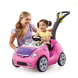 Step2 Whisper Ride II Kids Push Cars, Ride On Car, Seat Belt, Horn, Toddlers Ages 1.5  4 Years Old, Max Weight 50 lbs., Quick Storage, Stroller Substitute, Pink