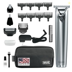 Wahl USA Stainless Steel Lithium Ion 2.0+ Beard Trimmer for Men - Electric Shaver & Nose Ear Trimmer - Rechargeable All in One Men's Grooming Kit - Model 9864SS
