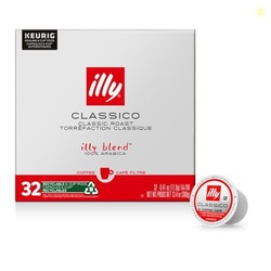 Illy Coffee K Cups - Pods For Keurig Machines  Classico Roast - Caramel, Orange Blossom & Jasmine - Mild, Flavorful & Balanced Flavor - No Preservatives  32 Count