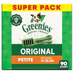 Greenies Veterinarian-Recommended Adult Natural Dental Dog Treats Petite Size, Original Flavor, 54 oz. Pack, 90 Count