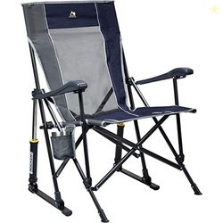 GCI OUTDOOR ROADTRIP ROCKER CAMPING CHAIR | PORTABLE, FOLDING ROCKING CHAIR WITH SOLID, DURABLE ARMRESTS, DRINK HOLDER & COMFORTABLE EXTENDED BACKREST  INDIGO BLUE