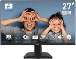 MSI PRO MP275Q 27 Inch WQHD Office Monitor - 2560 x 1440 IPS Panel, 100 Hz, Eye-Friendly Screen, Built-in Speakers, Tilt-Adjustable - HDMI 2.0b, DP (1.2a)
