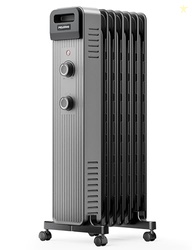 PELONIS OIL FILLED RADIATOR HEATER FOR LARGE SPACE, 2025 UPGRADED, SPACE HEATERS WITH 1500W QUIET WARMTH RADIANT HEATER, 3 HEATING MODES, OVERHEAT & TIP-OVER PROTECTION, ADJUSTABLE THERMOSTAT, BLACK