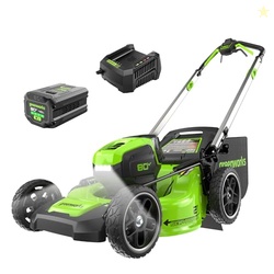 Greenworks 80V 21" Self-Propelled Cordless Lawn Mower  Brushless Motor, LED Lights, 4.0Ah Battery & Rapid Charger (75+ Compatible Tools)