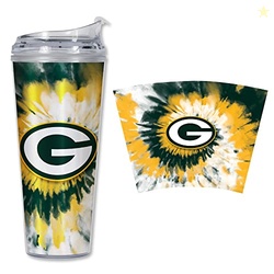 Rico Industries NFL Green Bay Packers Metallic Tye Dye 24oz Acrylic Tumbler with Hinged Lid