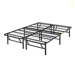 AMAZON BASICS BED FRAME WITH STORAGE, FOLDABLE METAL PLATFORM, STURDY STEEL, NO BOX SPRING NEEDED, 14 INCHES HIGH, TOOL-FREE SETUP, FULL SIZE, BLACK