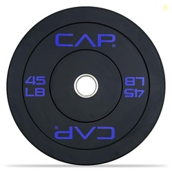 CAP BARBELL ECONOMY OLYMPIC BUMPER PLATE WITH BLUE LOGO, BLACK, 45 LB SINGLE