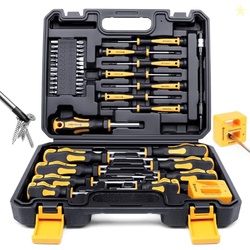 MAGNETIC SCREWDRIVERS SET WITH CASE, AMARTISAN 43-PIECE INCLUDS SLOTTED, PHILLIPS, HEX, POZIDRIV,TORX AND PRECISION SCREWDRIVER SET, MAGNETIZER DEMAGNETIZER TOOLS, TOOLS FOR MEN