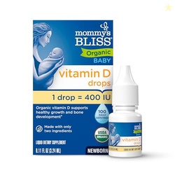 Mommys Bliss Organic Vitamin D Drops - Infants and Newborns - Supports Growth and Bone Development - Easy Use - 400 IU Per Drop - 100 Daily Servings
