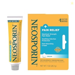 Neosporin + Maximum-Strength Pain Relief Dual Action Cream, First Aid Topical Antibiotic and Analgesic Cream for Wound Care of Minor Cuts, Scrapes and Burns, Polymyxin B & Pramoxine HCl, 1 oz
