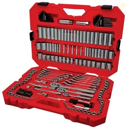 CRAFTSMAN Tool Set, 189 Piece Mechanics Tool Set, 1/4 ,3/8and 1/2 Inch Drive Socket Wrench Set with Thinner Ratchet, Steel 6 and 12point Sockets, Wrenches, Hex Keys and Specialty Bits (CMMT12134)