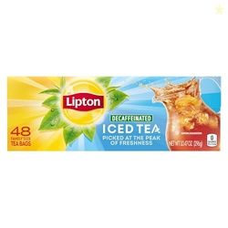 LIPTON DECAF BLACK ICED TEA BAGS, FAMILY SIZE ZERO CALORIES, 48 TOTAL TEA BAGS