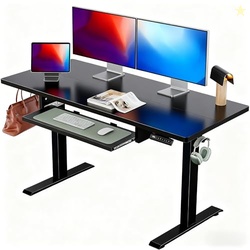 Marsail 48 x 24 inch Electric Standing Desk with Ergonomic Keyboard Tray, Adjustable Height Desk with 27.5 to 46.7 Height Range, 4 Memory Presets, Smooth and Quiet Lifting, Black