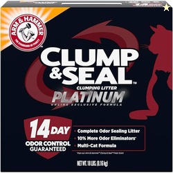 ARM & HAMMER Clump & Seal Platinum Cat Litter, Multi-Cat, 14-Day Odor Control, Rock-Hard Clumps, 18 lbs  Powerful Odor Eliminator with Baking Soda