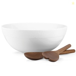 Kate Spade New York Wickford Salad Set with Wood Servers, 4.80 LB, White