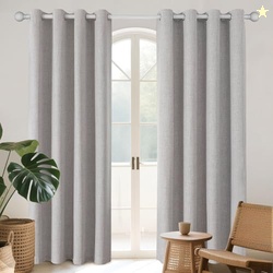 Joydeco 100% Blackout Curtains for Bedroom 84 Inch Long, Linen Black Out Curtains 2 Panels Set With Grommet for Living Room Window, Thermal Insulated Full Light Blocking Drapes Privacy Protection,52"W