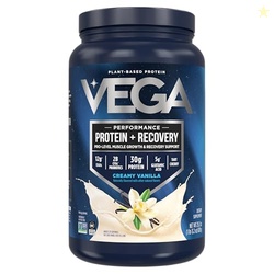 Vega Sport Vegan Protein Powder + Recovery - 30g Plant Based Protein per Serving, Vanilla, 20 Servings, 5g BCAAs, Probiotics, NSF Certified, for Shakes & Smoothies, 1.8lbs (Packaging May Vary)