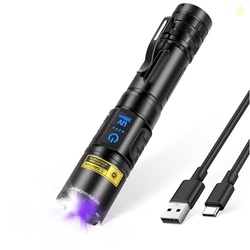 DARKBEAM UV Flashlight Blacklight 395nm Black Light, High Lumens LED Flashlights USB Rechargeable Super Bright for Camping, Powerful Woods Lamp Pet Urine, Uranium Glass Detector, Resin Curing