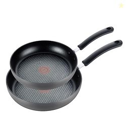 T-FAL ULTIMATE HARD ANODIZED NONSTICK FRY PAN SET 2 PIECE, 10, 12 INCH, OVEN BROILER SAFE 400F, COOKWARE, POTS AND PANS SET NON STICK, KITCHEN FRYING PANS, COOKING SKILLETS, DISHWASHER SAFE, GREY