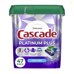 Cascade Platinum Plus Dishwasher Pods, Dishwasher Detergent, Dish Detergent Soap, Fresh, 47 Count