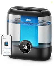 Dreo Smart Humidifiers for Bedroom, 6L Top Fill Supersized Cool Mist Humidifier for Large Room, 60 Hour Runtime, Quiet Ultrasonic Humidifier for Plants, Baby, Indoor, Home, Night Light, Black