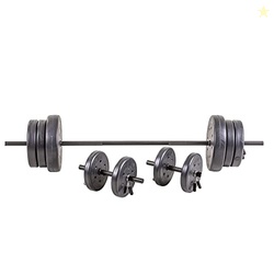 US WEIGHT 105 POUND BARBELL WEIGHT SET FOR HOME GYM| ADJUSTABLE WEIGHT SET WITH TWO DUMBBELL BARS AND FULL 6 FT BAR, BLACK