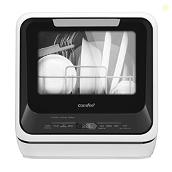 COMFEE' Portable Mini Dishwasher Countertop with 5L Built-in Water Tank for Apartments& RVs, No Hookup Needed, 6 Programs, 360 Dual Spray, 162 High-Temp& Air-Dry Function
