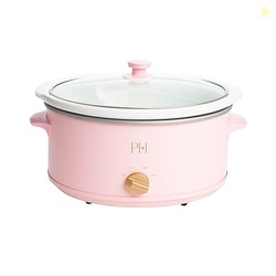 Paris Hilton 6-Quart Manual Slow Cooker, Features Three Settings (Low, High, Warm), Naturally Nonstick and Dishwasher Safe Stoneware Insert, Family Sized Capacity, Pink