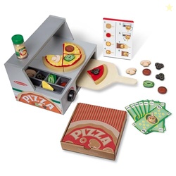 Melissa & Doug Top & Bake Wooden Pizza Counter Play Set with Play Food (41 Pcs) Preschool Toy Pizza, Wooden Food Set, Pretend Sets For Kids Ages 3+ - FSC-Certified - FSC Certified