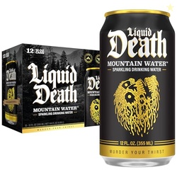 Liquid Death, Sparkling Mountain Water, 12-Pack (12oz Cans), Natural Mountain Source, Infinitely Recyclable Ice-Cold Cans
