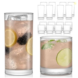 Libbey Province Tumbler and Rocks Glass Set, Elegant Drinkware Glasses Set, Tall Drinking Glasses with Modern Lines, Dishwasher Safe Drinking Glasses Set of 16