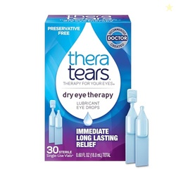 TheraTears Dry Eye Therapy Lubricating Eye Drops for Dry Eyes, Preservative Free eye drops, 30 Single-Use Vials
