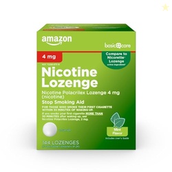 Amazon Basic Care Nicotine Polacrilex Lozenges, 4 mg, Mint Flavor, Stop Smoking Aid, 144 Count