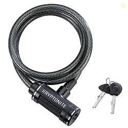 Kryptonite Bike Lock Cable, 6ft. x 12mm Braided Steel Cable Anti-Theft Security Bicycle Lock with Keys for Outdoor Equipment, Bicycles, Scooters, Fence, Gate