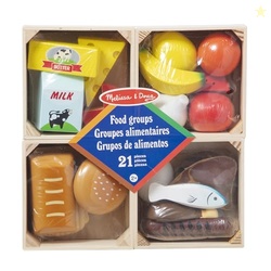 Melissa & Doug Food Groups - 21 Hand-Painted Wooden Pieces and 4 Crates