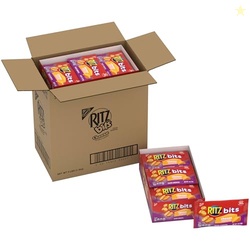 RITZ BITS CHEESE SANDWICH CRACKERS, BULK LUNCH SNACKS, 48 SNACK PACKS (4 BOXES)