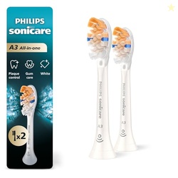 Philips Sonicare A3 All-in-One - Genuine Replacement Electric Toothbrush Heads, White, 2 Pack, HX9092/77