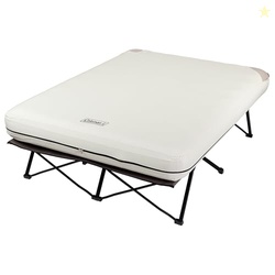COLEMAN QUEEN-SIZE AIRBED COT COMBINATION, FOLDING AIR MATTRESS WITH STEEL FRAME & SIDE TABLE, BATTERY PUMP INCLUDED, GREAT FOR CAMPING, LOUNGING, ELEVATED SLEEPING, GUESTS, & MORE