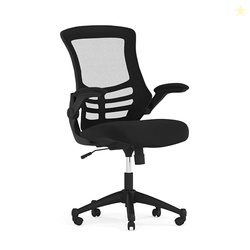 Flash Furniture Kelista Mid-Back Swivel Office Chair with Adjustable Seat Height, Ergonomic Mesh Desk Chair with Flip-Up Armrests, Black