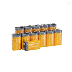 Amazon Basics 12-Pack 9V Alkaline Batteries, 5-Year Shelf Life - For Smoke/CO Detector, Electronics & Audio