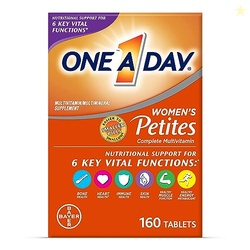 ONE A DAY WOMENS PETITES MULTIVITAMIN,SUPPLEMENT WITH VITAMIN A, C, D, E AND ZINC FOR IMMUNE HEALTH SUPPORT, B VITAMINS, BIOTIN, FOLATE (AS FOLIC ACID) & MORE,TABLET, 160 COUNT