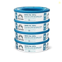 Amazon Brand - Mama Bear Diaper Pail Refills for Diaper Genie Pails, Unscented, 1080 Count (4 Packs of 270 Count)