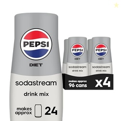 SodaStream - Diet Pepsi Beverage Mix Diet Flavor for SodaStream Turns 9.5 Gallons of Sparkling Water into Diet Pepsi Light, Crisp and Refreshing with Zero Calories 14.9 Fl Oz, Pack of 4
