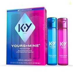 K-Y YOURS + MINE COUPLES PERSONAL LUBE, TWO PERSONAL LUBRICANTS, WATER BASED LUBE FOR WOMEN & GLYCERIN-BASED LUBE FOR MEN, 2 X 1.5 FL OZ