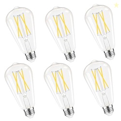 GvvooHome Dimmable Edison Bulbs, 4000K Daylight White, 6W Equivalent to 60 watt E26 LED Bulb, ST58 Vintage Light Bulbs, 600LM, 90+ CRI, E26 Base, Clear Glass, 6 Pack